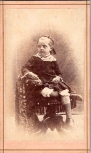 Sweet Little Girl, Velvet Dress w/Lace Collar, c1870s, CDV Photo #3668 - Picture 1 of 2
