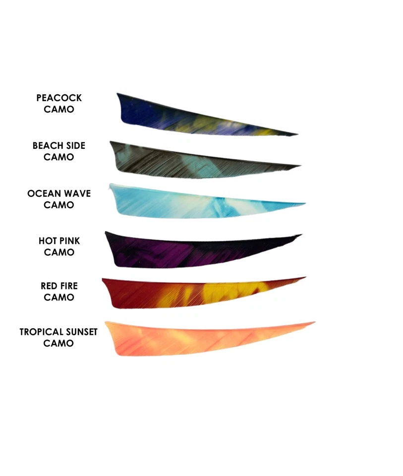 Plumas Ozark Serie Camuflaje Corte Escudo 4" - 1 Docena - LW y RW Foto 1 de 1