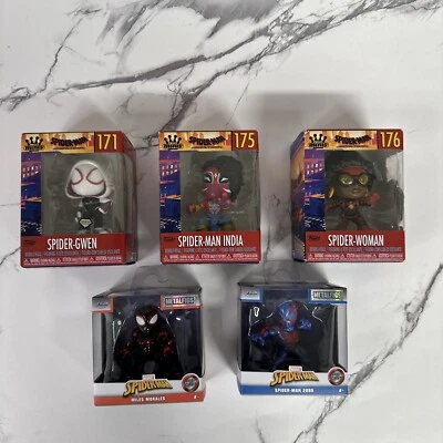 Marvel’s Spider-Man Metalfigs & Miles Spider-Man FUNKO POP! Minis - Lot of 5 - Image 1 of 4