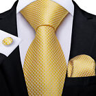 Mens Silk Tie Blue Paisley Solid Necktie Pocket Square Cufflinks Set Formal Tie