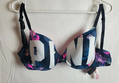 Sujetador Victoria’s Secret ROSA 34D Wear Everywhere Push-Up Estampado Floral Deletrear  Foto 1 de 4