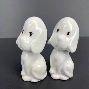 Ceramic White Hound Dog Salt Pepper Shaker Shakers Set Dog Lover Vintage Puppy - Picture 1 of 10