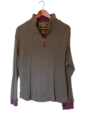 Pullover Robert Graham Para Hombre L Manga Larga Cuarto Cremallera Gris Púrpura 100% Algodón  Foto 1 de 4