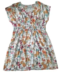 American Rag Cie Short Sleeve Sundress Boho Peasant 2X Floral V Neck Flounce - Picture 1 of 10