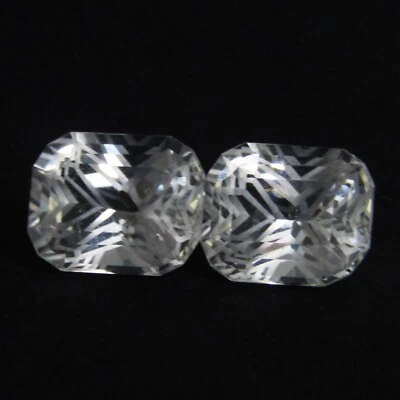 Par de piedras preciosas corte mágico radiante de topacio blanco increíble natural de 6,48 quilates 9,3 x 7,4 mm Foto 1 de 3