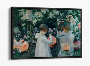 SINGER SARGENT, CARNATION LILY LILY ROSE -FLOATER EFFECT FRAMED CANVAS ART PRINT - Picture 1 of 12