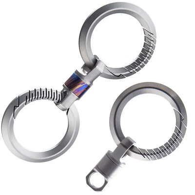 Titanium Car Key Hoop Ring 360° Flexible Rotation Portable EDC Keychain Buckle - Image 1 of 4