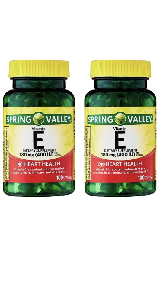 Spring Valley Vitamin E 400 IU, 100 Softgels - Pack of 2