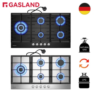 Piano cottura a gas in vetro GASLAND Autark 87 cm 5 fuochi piano cottura da incasso propano gas naturale 10,4 kW