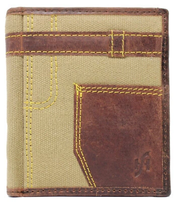 Designer RFID Wallet Real Leather & Denim Credit Card Zip Coin Pocket Purse 610 - Image 1 of 4