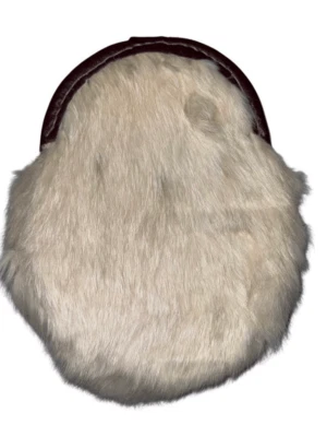 Bolso Cinturón Vintage Cuero Blanco Piel Conejo Pelo Nativo Americano Cierre a Presión Foto 1 de 4