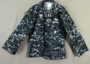 US NAVY Blue Digital Men's Camo Jacket Medium Short - Picture 1 of 10