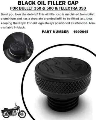 "OIL FILLER CAP, BLACK" FIT FOR ROYAL ENFIELD BULLET 350/500 & ELECTRA 350 - Imagem 1 de 4