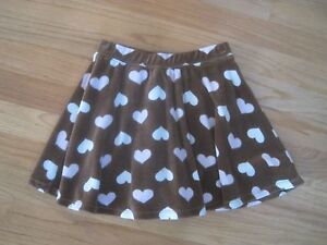 Girl GYMBOREE PINK & WHITE HEARTS BROWN VELOUR VELVET Skirt Skort GUC 7