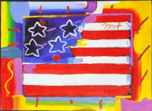 Collection PETER MAX, Painting on paper (Handmade) signed & stamped. Mixed media - Picture 1 of 2
