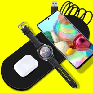 3in1 Wireless Phone Watch Earphone Charger Pad f Samsung Galaxy S8 SM-G950U NEW - Picture 1 of 1