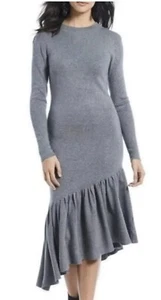 Gianni Bini Gr. XL Rosalee Strick asymmetrisches Kleid neu mit Etikett grau langarm - Bild 1 von 11