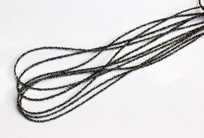 Vero Naturale Nero Tubo Diamante Catena Preziose Qualità Top Collier 45 CM - Immagine 1 di 2