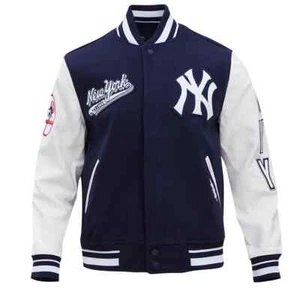 Chaqueta universitaria Pro Standard - New York Yankees Script Tail de lana acanalada para hombre - Imagen 1 de 15