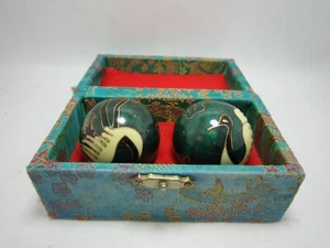 Vintagev Baoding Balls Chinese Health Massage Exercise Stress Relief Green Drago - Picture 1 of 12