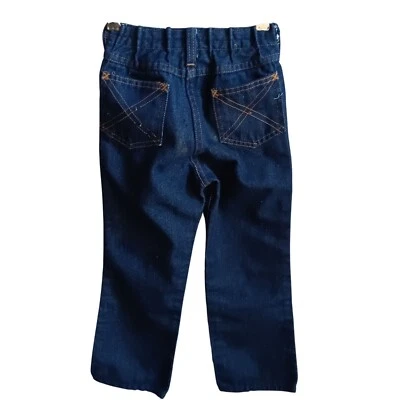 Vintage 1970's Boys Jeans 6/7 19x21 SEARS TOUGHSKINS RAW FLARE HIPPIE USA - Imagem 1 de 4