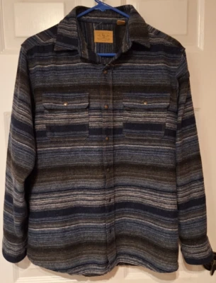 Red Head Ranch Shirt Mens  Sz. M Snap Long Sleeve Flannel Blue Striped Pockets - Image 1 of 4