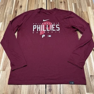 Philadelphia Phillies Shirt Mens L Nike Red Long Sleeve MLB Baseball Authentic - Picture 1 of 7