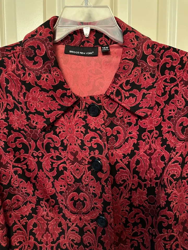 Chaqueta Blazer De Colección Briggs NewYork Rojo/Negro Floral Cachicho Vampiro Para Mujer’s 20W Foto 1 de 4