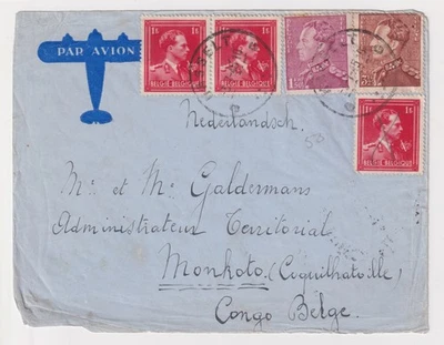 1945 Cover Costermansville Bukavu Congo Belge Airmail Cover from Hasselt — 第 1/2 张图片