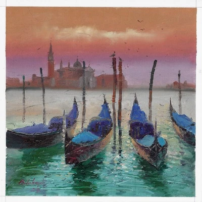 Pintura original 29,5 x 30 cm 136BdV obras de arte pinturas al óleo paisaje Venecia Italia Foto 1 de 4