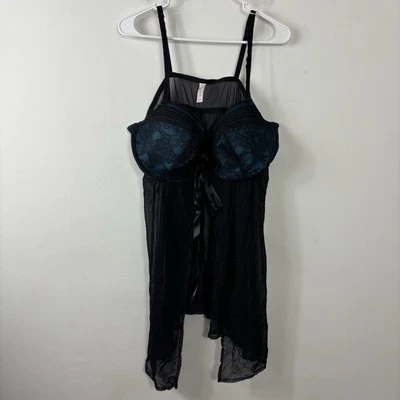 Cacique Negro Encaje Noche Mujer 22/24 Correas Ajustables Azul Sujetador Cinta Corbata Foto 1 de 4