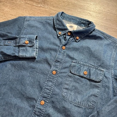 Camisa Antigua Azul Marino Niños Grande 10/12 Azul Denim Manga Larga Abotonada Cambray Juvenil Foto 1 de 4