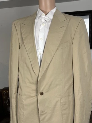 Tom Ford Khaki Beige Peak Lapel Suit Jacket Blazer 58L IT New 48L US - Image 1 of 4