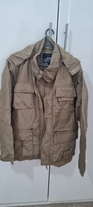 CLASSIC Jacket Men L Brown Outdoor Casual Military Full Zip Pockets Solid Logo - Picture 1 of 2