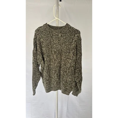 Structure Mens XL Knit Sweater Ramie Cotton Blend Olive Green Cream Pullover - Image 1 of 4