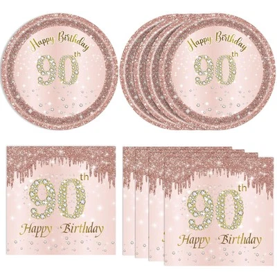 40PCS 90th Birthday Decorations for Women Rose Gold 90th Theme Birthday Party... - Image 1 of 4
