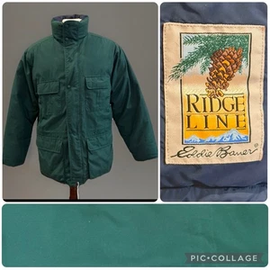 Vintage EDDIE BAUER Medium Premium GOOSE Down Ridge Line Parka Navy Winter Coat - Picture 1 of 23