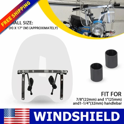 Parabrisas transparente 19" x 17" para Honda Harley Yamaha Suzuki Kawasaki Foto 1 de 4