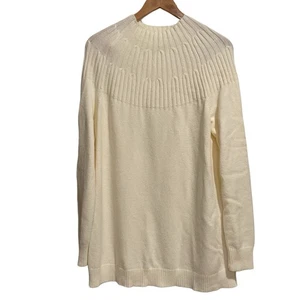 Suéter túnica tejido Anthropologie talla L cuello falso marfil - Imagen 1 de 12