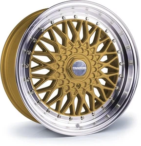 Dare DRRS 17x8.5 ET20 4x108 Gold Polished / Chrome Rivets CB72.6mm (Rated 690kgk - Picture 1 of 1