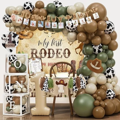 Decoraciones de primer cumpleaños de vaquero occidental, mis primeros suministros de fiesta de cumpleaños de rodeo Foto 1 de 4
