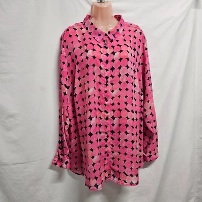 Blusa Top Liz Claiborne Talla 2X Informal Oficina Abotonada Manga Larga Foto 1 de 4