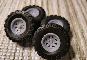 1/24 1/25 Oversized Scale STEEL Off-Road Wheels/Tires Resin Set READ Descrip. - Picture 1 of 3
