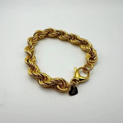 Bronzo Italia Milor Vintage Yellow Gold Tone Twisted Rope Chunky Bracelet Signed - Image 1 of 4