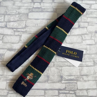 Ralph Lauren Polo Ralph Lauren Azul Marino Rayas Lana Corbata con Poni Bordado Nuevo Foto 1 de 4
