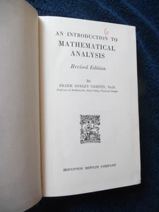 Introduction to Mathematical Analysis by Frank Loxley Griffin Revised 1936 H/C - Imagen 1 de 4