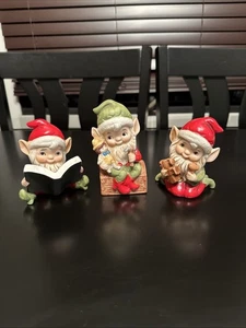 Vintage Homco Santa's Elves Pixies  Christmas Figurines Set of 3  #5406 Taiwan - Picture 1 of 5
