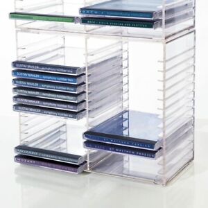 CD Storage Box Rack Holder Stacking Tray Shelf DVD Disk Case Space Organizer New