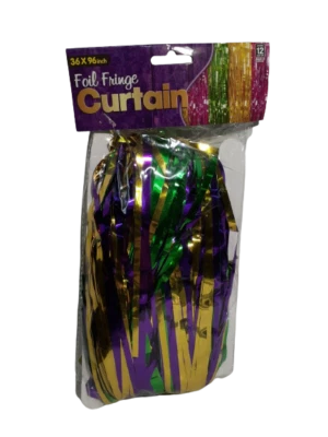 Lámina metálica Mardi Gras puerta oropel cortina telón de fondo decoración (96" x 36") Foto 1 de 4