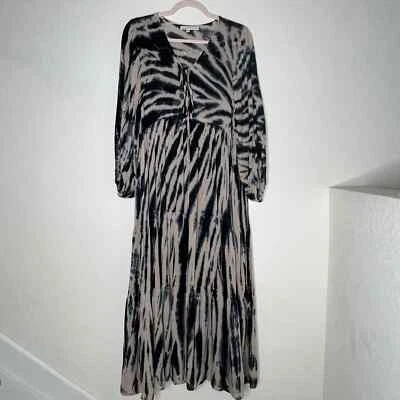 Young Fabulous & Broke Tie Dye Maxi Dress Size S Blue Beige Tie Front - Image 1 of 4